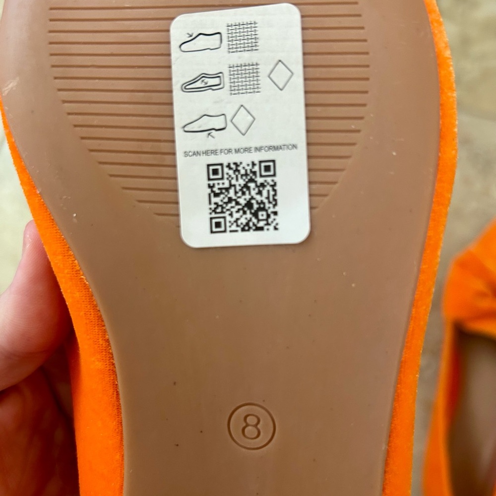 New ASOS Orange Flats with Bow Detail - Picture 7 of 7